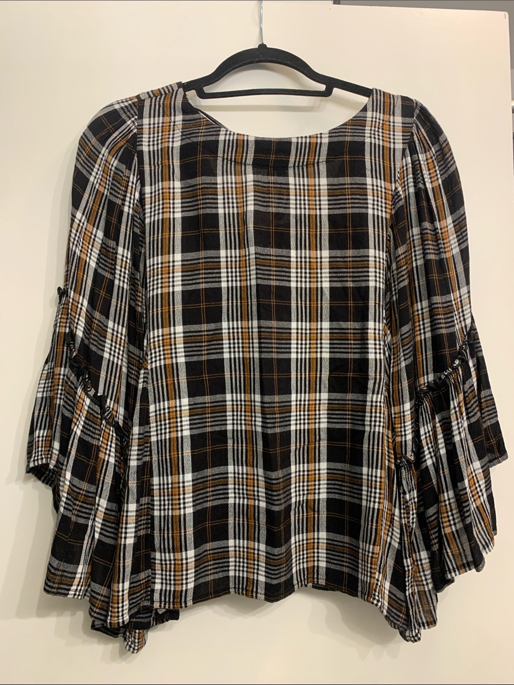 Maurices Plaid Bell Sleeve Top